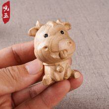 Chinese Zodiac Cartoon Ornaments Peach Wood Carving Hand-held Dolls Wood Carving Animal Zodiac Ornaments thumbnail-5