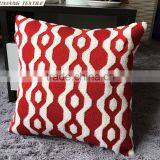 Crewel Embroidery Pillow RED and Blue thumbnail-4