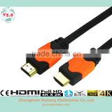 V2.0 Orange high speed HDMI Cable with Ethernet and Gold connector support 3D and 4K from 0.5-100m