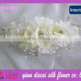 Cream Fabric Beaded Flower Wedding Accessories thumbnail-1