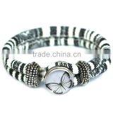 Handmade Women's Glass Gem Butterfly Cuff Bangle Wristband Snap Button Bracelet thumbnail-3