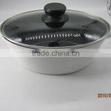 , Porcelain Enameled Cast Iron Cookwares, Cast Iron Enamel Coat Pots, Glass Lid Cast Iron Oval Roaster thumbnail-2