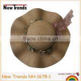 Fashion Brown Color Wide Paper Straw Floopy Waves Hat thumbnail-2