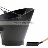 Black Iron Ash Cleaning Bucket or Coal scuttle bucket with fire shovel