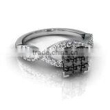 Natural Black & White Diamond 14k Solid Gold Wedding Ring Indian Manufacturer thumbnail-1