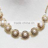 Newest Gold Metal W/Pure White Pearl Goldtone Pendant Necklace Simple Chain Necklace2016 Fashion Style Wholesale thumbnail-2