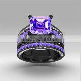 Fancy Gemstone Ring Sets Big Square Amethyst Stone Rings Couple Ring For Unsex thumbnail-1