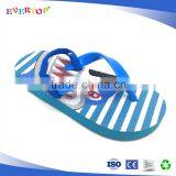 Hot Selling Style in Blue Sole White Stripe Printing With Backstrap Style Toddler Size Boy Flip Flop Baby Flip Flops