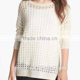 15STC2210 Boat Neck Linen Open Stitch Sweater