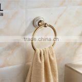 Simple Fashion Design Zinc Alloy Ceramic Gold Bathroom Accessory Round Towel Ring