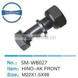 High Strenth Alloy Wheel Bolt With Nut M22*1.5*98mm for Trucks and Autos