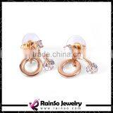 Luxury Zircon Crystal Stud Earrings Rose Gold Plated Jewelry for Women thumbnail-2
