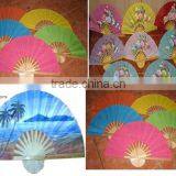 Fan Made From Bamboo Srtucture With Fabric, Paper , Lace , and Hand Paint thumbnail-1