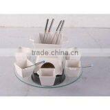 Ceramic Chocolate Fondue Set, Mini Chocolate Fondue Set, Antique Chocolate Set thumbnail-1