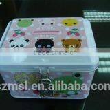 House Shape Tin Can Coin Bank Saving Box With Lock thumbnail-1