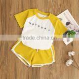 2017 Bulk Wholesale Girls Summer Clothing Set Raglan Sleeve t Shirt and Shorts Sports Style Suits thumbnail-2