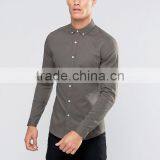 High Quality Custom New Design Long Sleeve Mens 98% Cotton Twill 2% Elastane Skinny Fit Casual Party Dress Shirts thumbnail-1
