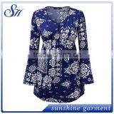 New Prints Design Blouses Round Bottom Casual Tops 2017 for Women thumbnail-4