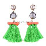 Bohemian Jewelry Big Ball Gems With Tassel Dangle Earrings thumbnail-1