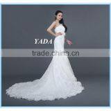 New Arrival One Shoulder Lace Hand Rosa Appliques Beaded Wedding Dresses Mermaid thumbnail-5