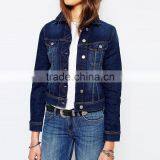 Dark Blue Denim no Hood Jacket Cheap Factory Price for Women thumbnail-1