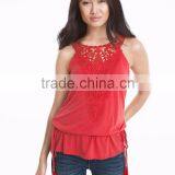 MGOO Hot Selling Girls Sexy Sleeveless Top Sewn With Lace Modern Women Fashion Tops thumbnail-2
