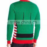Men Green Sweater Faux-Muscle Pattern Christmas Sweater thumbnail-2