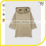 100% Cotton 3/4 Cropped Sleeves Men Blank Pullover Hoodie With Pocket thumbnail-1