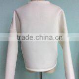 Cheap Plain White Long Sleeve Oversized Pocket Women Scuba Pullover Windcheater Round Neck Hoodie Manufacturer thumbnail-2