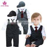 Spring and Autumn Gentlemen Boys Long Sleeve Bodysuit Necktie Stripes Rompers Baby Boys Suit thumbnail-1