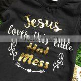 2016 Summer Girls Outfit Baby Girls Clothing Jesus Loves This Little Hot Mess Clothes With Matching Headband thumbnail-2