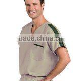 Men's V-Neck Medical Scrub Top With Contrast Stripe on Shoulder and Pocket thumbnail-1