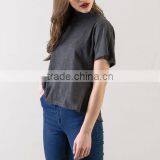 Wholesale Women Clothing Custom High Neck Tshirt With Slit at Back thumbnail-5