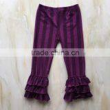XF-243 Wholesale 100% Cotton Kids Vertical Stripe Icing Triple Ruffles Legging Pants thumbnail-1