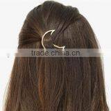 Gold Tone Crescent Moon Hair Clip Barrette thumbnail-1