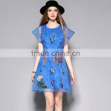 Dress Women Summer Round Collar Stereo Crochet New Retro Flower Embroidery Design Lace Enening Party Dress thumbnail-5