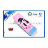 21.5*7*2.8cm Pink Double Layer Plastic Plain Pencil Cases For Girl With EN71 Certification