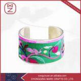 Best Selling Miao Silver and Copper Bracelets Luxury Plain Embroidered Fabric Bangles for Beautiful Women thumbnail-2