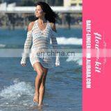 Wholesale Long Sleeves Cut out Shoulder Crochet Beachwear Dress