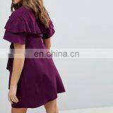 Fashion Comfortable Maternity Mini Wrap Dress With Ruffle Sleeve thumbnail-3
