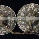 Old Tibetan Buddhist Bronze 6 Mantras Tingsha Cymbals Vintage-Tibet-Tibetan-Nickel-Tingsha-Cymbals-Auspicious-Symbols Buddhist thumbnail-4