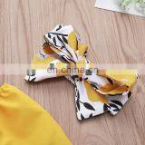 2019 New Summer Kids Cotton Yellow Top & Flower Tassel Shorts & Headband 3pc Set 0-2years thumbnail-3