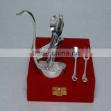 Silver Plated Brass Cutlery Set Of Spoon, Fork And Paster With Stand thumbnail-1