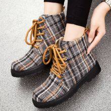 Casual Shoes Women Korean Style Trendy Short Boots Women Thick Velvet Lace-up Flat Shoes Women thumbnail-5