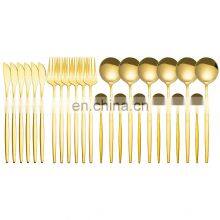 Factory Supply Quality Portable Silver Gradient Royal Gold 24pcs Stainless Steel Cutlery Set thumbnail-2