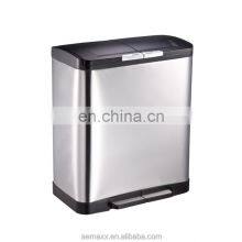 36L 45L 60L Stainless Steel Rectangle Shape Foot Pedal 2 Compartment Classify Recycle Bin Dustbin thumbnail-1
