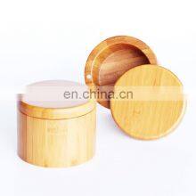 Natural Small Round Bamboo Salt Cellar Herb & Spice Pepper Storage Box With Magnetic Swivel Lid Pantry Organizer thumbnail-3