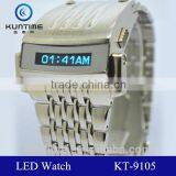 All stainless steel material quality green lcd lights metal lcd display relojes