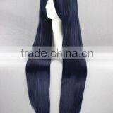 High Quality 100cm Long Straight Umineko no Nakukoroni-Furudo Erika Dark Blue Synthetic Anime Wig Cosplay Hair Wig Party Wig thumbnail-4