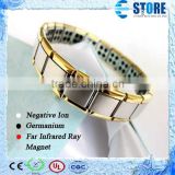 Golden Bracelet Metal Energy Bracelet Stainless Steel Bracelet Clasp with Germanium Stones